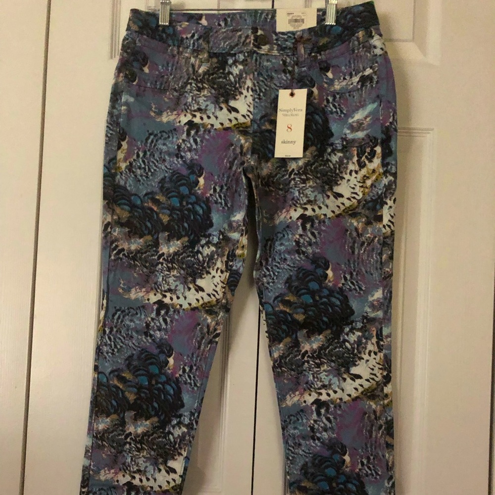 Simply Vera Vera Wang “Printed Aural Shadows” Skinny  Pants